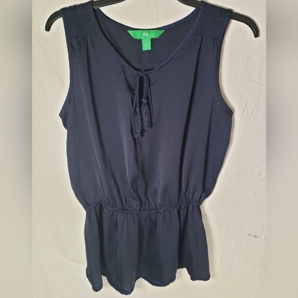 DIP Navy Sleeveless Waist Drawstring  Shirt Sz S - Picture 2 of 7
